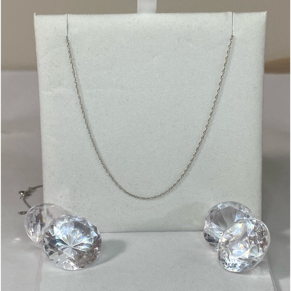 14K WHITE GOLD chain necklace 18” REAL GOLD - Picture 2 of 10